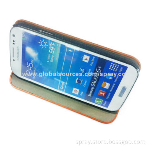 Leather Flip Case with Stand Feature and Wooden Texture for Samsung Galaxy S5 S4